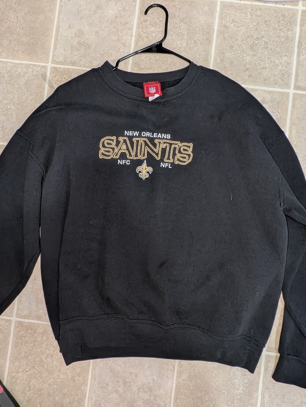 NFL New Orleans Saints Black Crewneck with Gold Logo